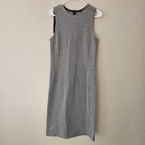 Theory Womens Textured High Neck Zip Mid-Length Pencil Dress Black White Gray 8